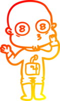 warm gradient line drawing of a cartoon weird bald spaceman png