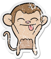 distressed sticker of a funny cartoon monkey png