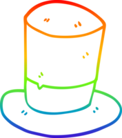 rainbow gradient line drawing of a cartoon top hat png