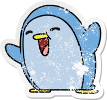 afflitto etichetta cartone animato illustrazione kawaii di un' carino pinguino png