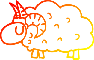 warm gradient line drawing of a cartoon black sheep png