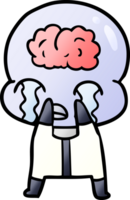 cartoon big brain alien weint png