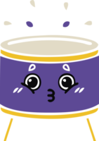 flat color retro cartoon of a drum png