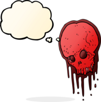 cartoon scary skull with thought bubble png