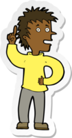 sticker of a cartoon boy with idea png