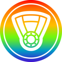 medalla premio circular icono con arco iris degradado terminar png