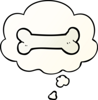 cartoon bone with thought bubble in smooth gradient style png