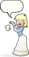 cartoon victorian woman dropping handkerchief with speech bubble png