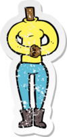 retro distressed sticker of a cartoon female body png