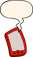 cartoon mobile phone with speech bubble in comic book style png