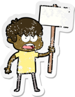 distressed sticker of a worried cartoon boy png