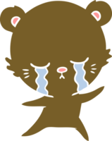 orso di cartone animato in stile colore piatto che piange png