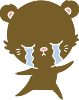 crying flat color style cartoon bear png