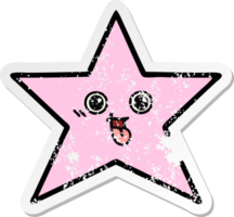 distressed sticker of a cute cartoon star fish png