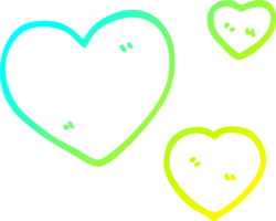 cold gradient line drawing of a cartoon love hearts png