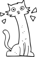 hand drawn black and white cartoon cat png