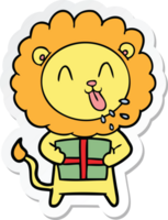 autocollant d'un lion de dessin animé heureux png