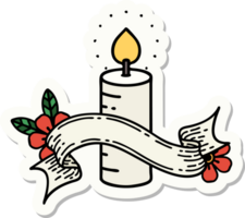 tattoo style sticker with banner of a candle png