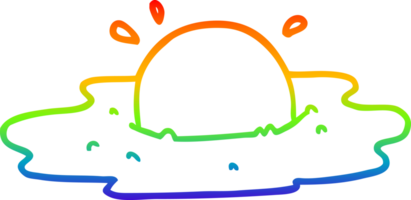 rainbow gradient line drawing of a cartoon fried egg png