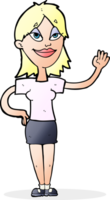 cartoon woman waving png