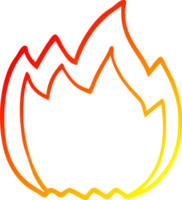 chaud pente ligne dessin de une dessin animé ouvert flamme png