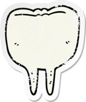 distressed sticker of a cartoon tooth png