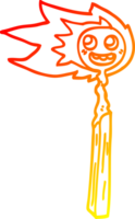 warm gradient line drawing of a cartoon burnt match png
