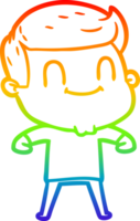 rainbow gradient line drawing of a cartoon friendly man png