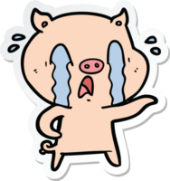 sticker of a crying pig cartoon png