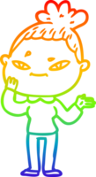 rainbow gradient line drawing of a cartoon woman png