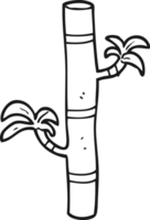 mano disegnato nero e bianca cartone animato bambù png