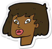 pegatina de un rostro femenino bonito de dibujos animados png