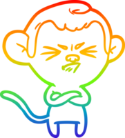 arco Iris gradiente linha desenhando do uma desenho animado irritado macaco png