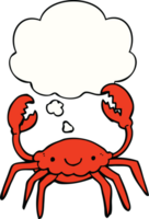 tekenfilm krab met gedachte bubbel png