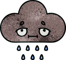 retro Grunge Textur Karikatur von ein Sturm Regen Wolke png