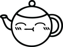 line drawing cartoon of a teapot png