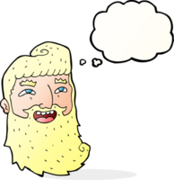 cartoon laughing bearded man with thought bubble png