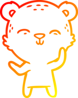 warm gradient line drawing of a happy cartoon bear png