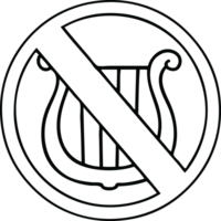 line drawing cartoon of a no music allowed sign png