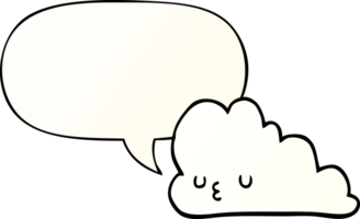 cute cartoon cloud with speech bubble in smooth gradient style png