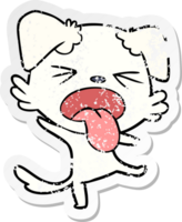 distressed sticker of a cartoon disgusted dog png