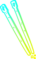 cold gradient line drawing of a cartoon wooden chopsticks png