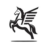 Pegasus, logo, icon, silhouette black and white color design vector