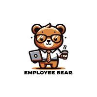 bear employee illustration, logo, icon, silhouette design black and white vector