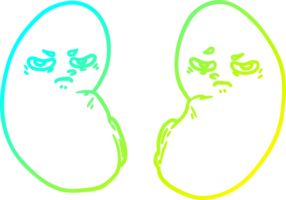 cold gradient line drawing of a cartoon irritated kidneys png