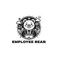 bear employee illustration, logo, icon, silhouette design black and white vector