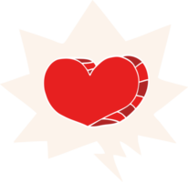 cartoon love heart with speech bubble in retro style png