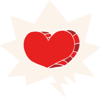 dessin animé l'amour cœur avec discours bulle dans rétro style png