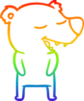 rainbow gradient line drawing of a cartoon bear png