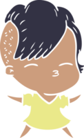 flat color style cartoon squinting girl png